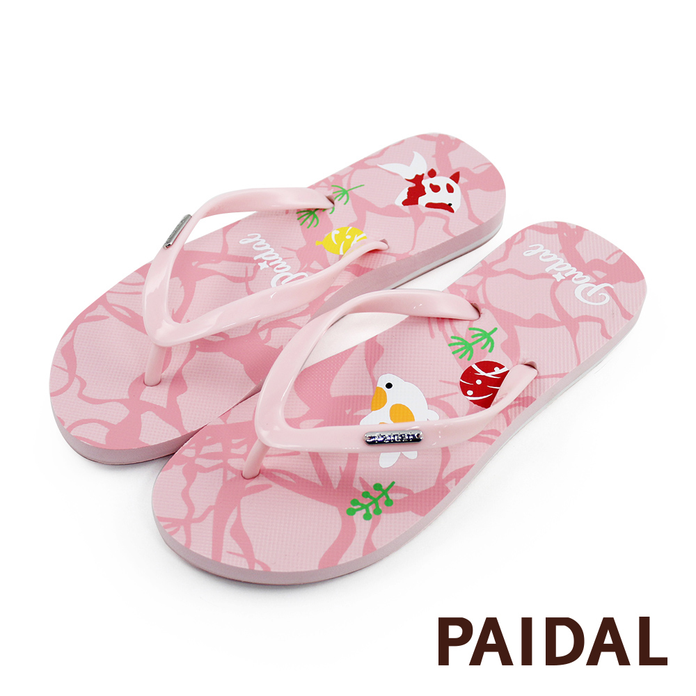 Paidal 夏夜祭典撈金魚夾腳涼拖鞋-粉