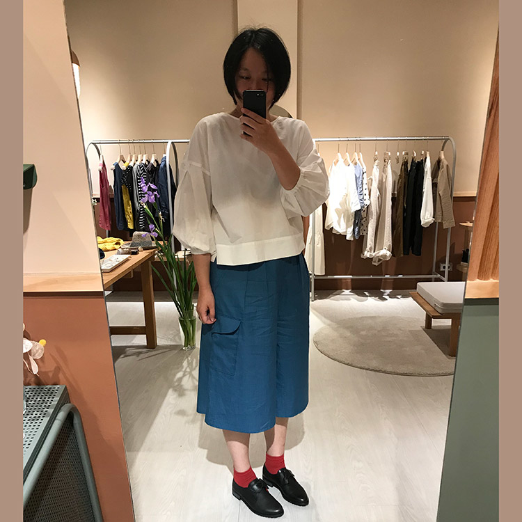 漂浮小島丹寧調節八分寬褲裙