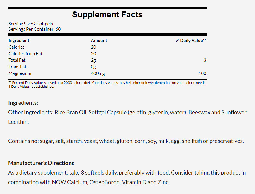 [預購] Now 檸檬酸鎂 133毫克 180粒軟膠囊 Magnesium Citrate
