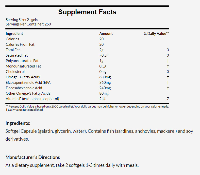 [預購] Now Omega-3 魚油 EPA 180毫克 DHA 120毫克 200/500粒