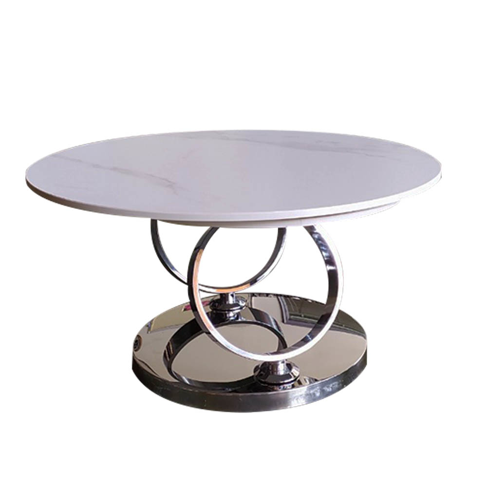 菲歐︱極致白岩板旋轉收合茶几 ︱時尚旋轉收納設計