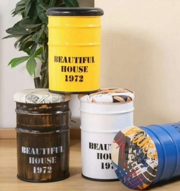 LOFT工業風鐵桶收納圓凳