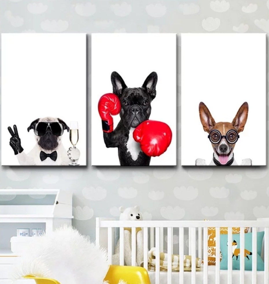 北歐風狗狗無框畫