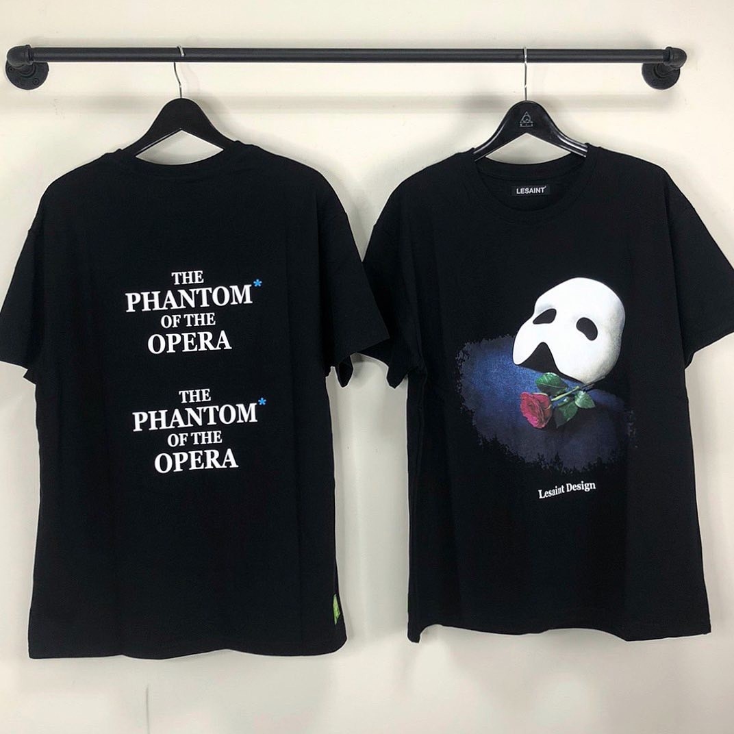 韓國品牌 LESAINT 歌劇魅影 面具 玫瑰 斑駁 短袖 Tee