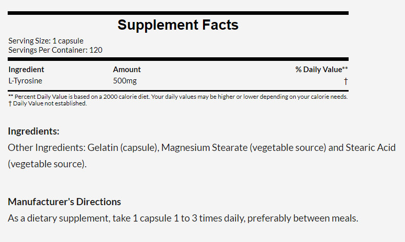 [預購] Now 左旋酪氨酸/酪胺酸 500mg 60粒 L-Tyrosine