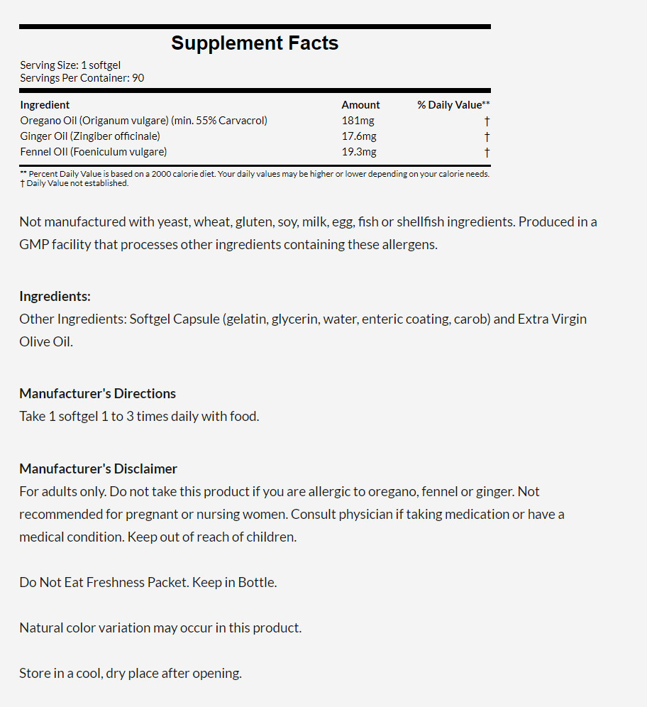[預購] Now 天然非轉基因牛至油 55％香芹酚 181mg 90粒 Oregano Oil
