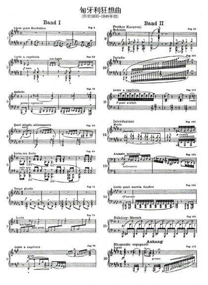 鋼琴譜 P731 李斯特 匈牙利狂想曲（作品一∼作品八）