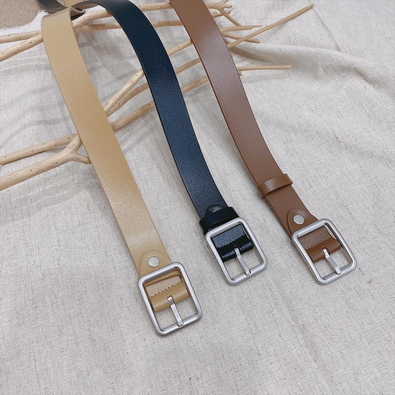 韓國質感方頭皮帶/三色