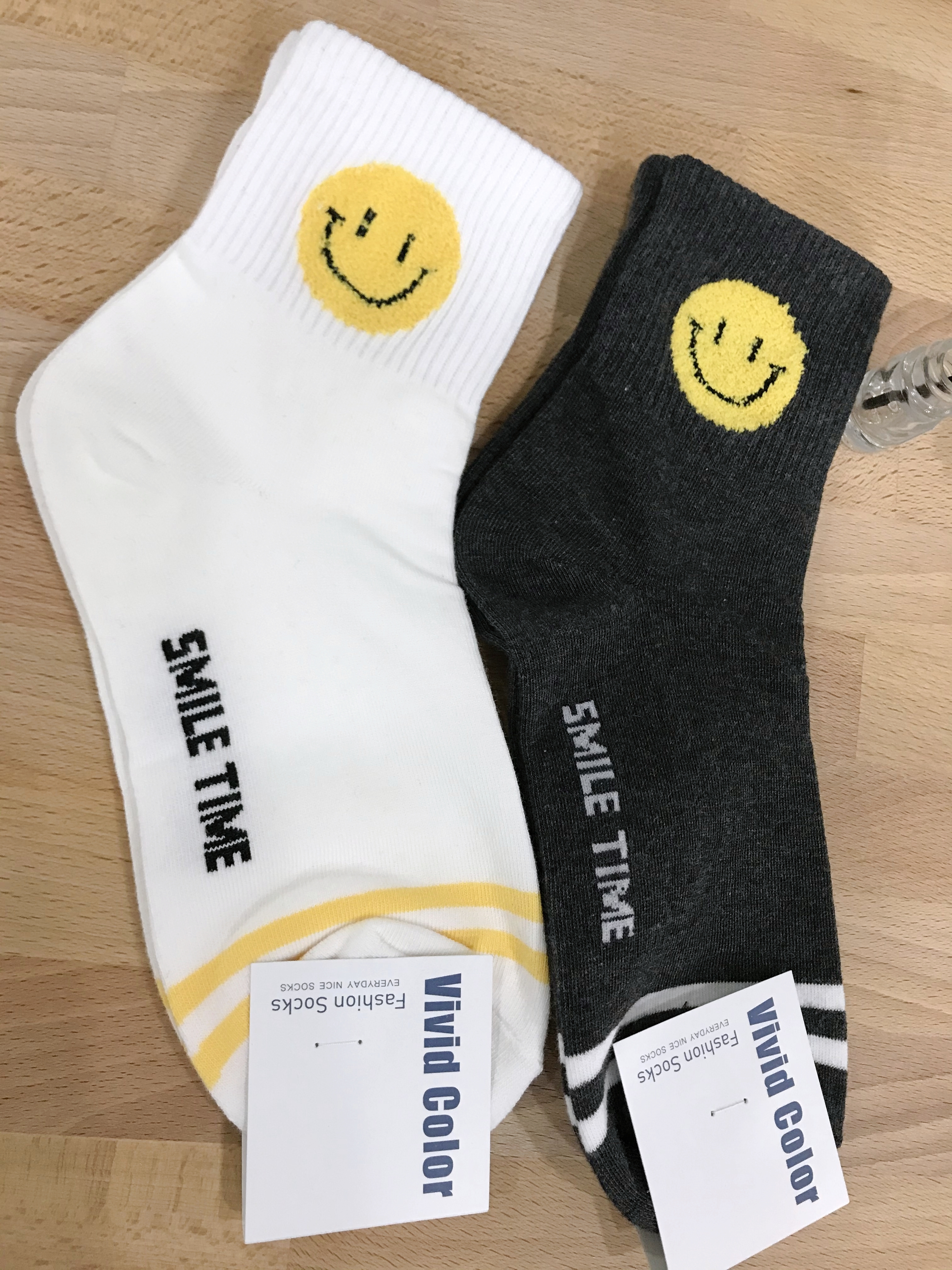 正韓黃色微笑襪