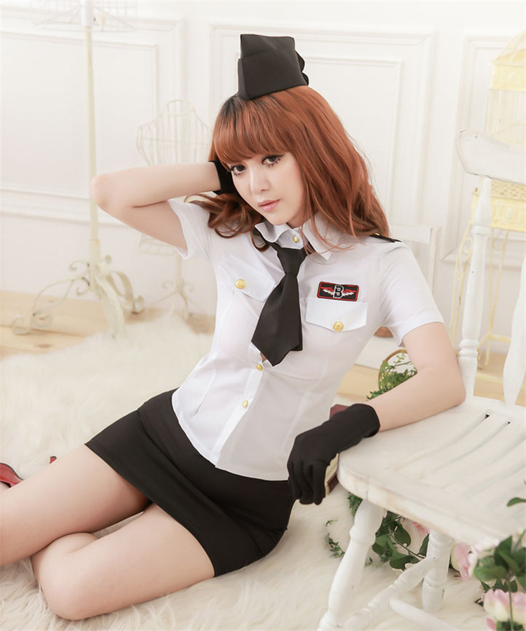 〔角色扮演〕 S.Baby 空姐服裝 (Free Size / 黑白色)