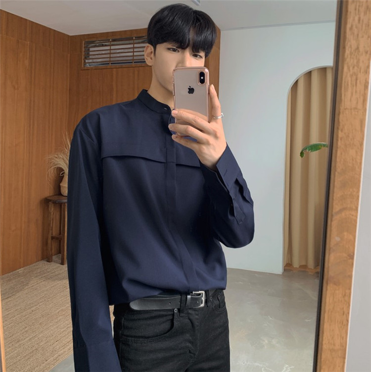 夏日冰絲中山領長袖襯衫 / 黑2碼 / 不提供退換貨