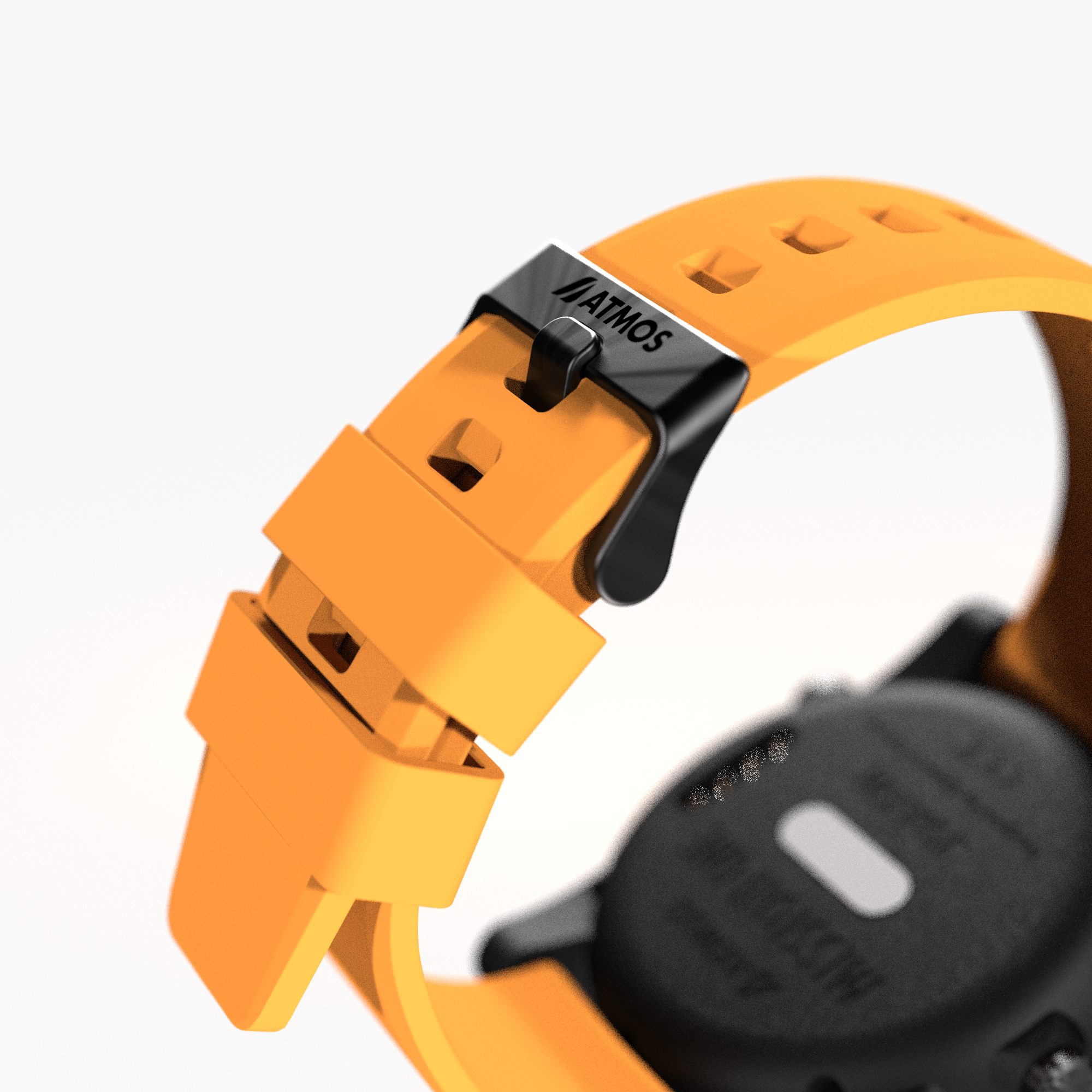 MISSION ONE 橘黑色矽膠錶帶