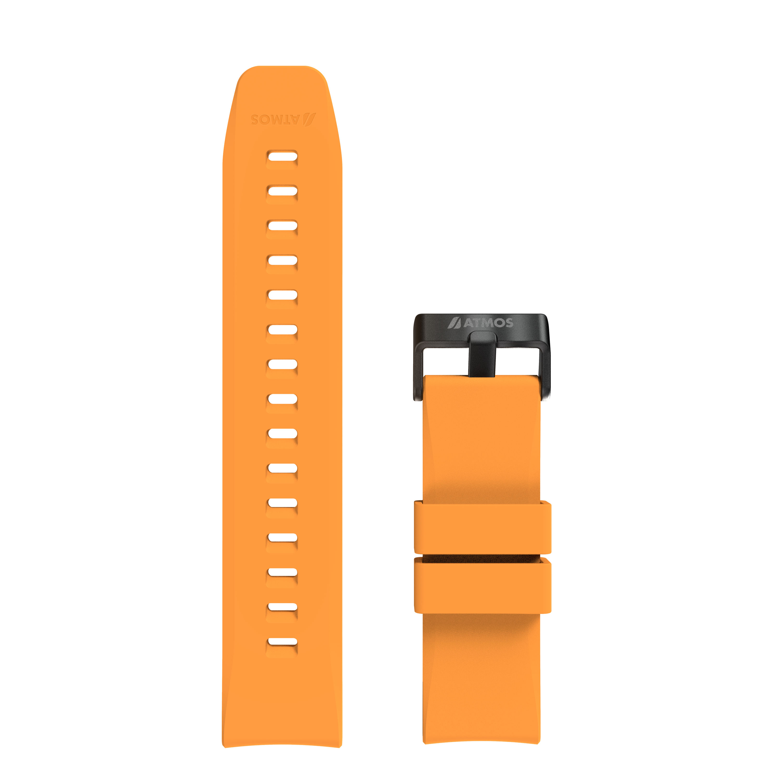 MISSION ONE 橘黑色矽膠錶帶