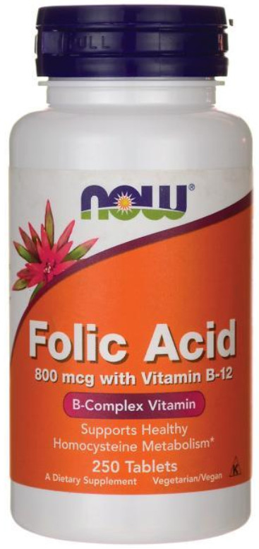 [預購] NOW 葉酸800mcg+維他命B12 250粒 素食 孕婦 Folic Acid