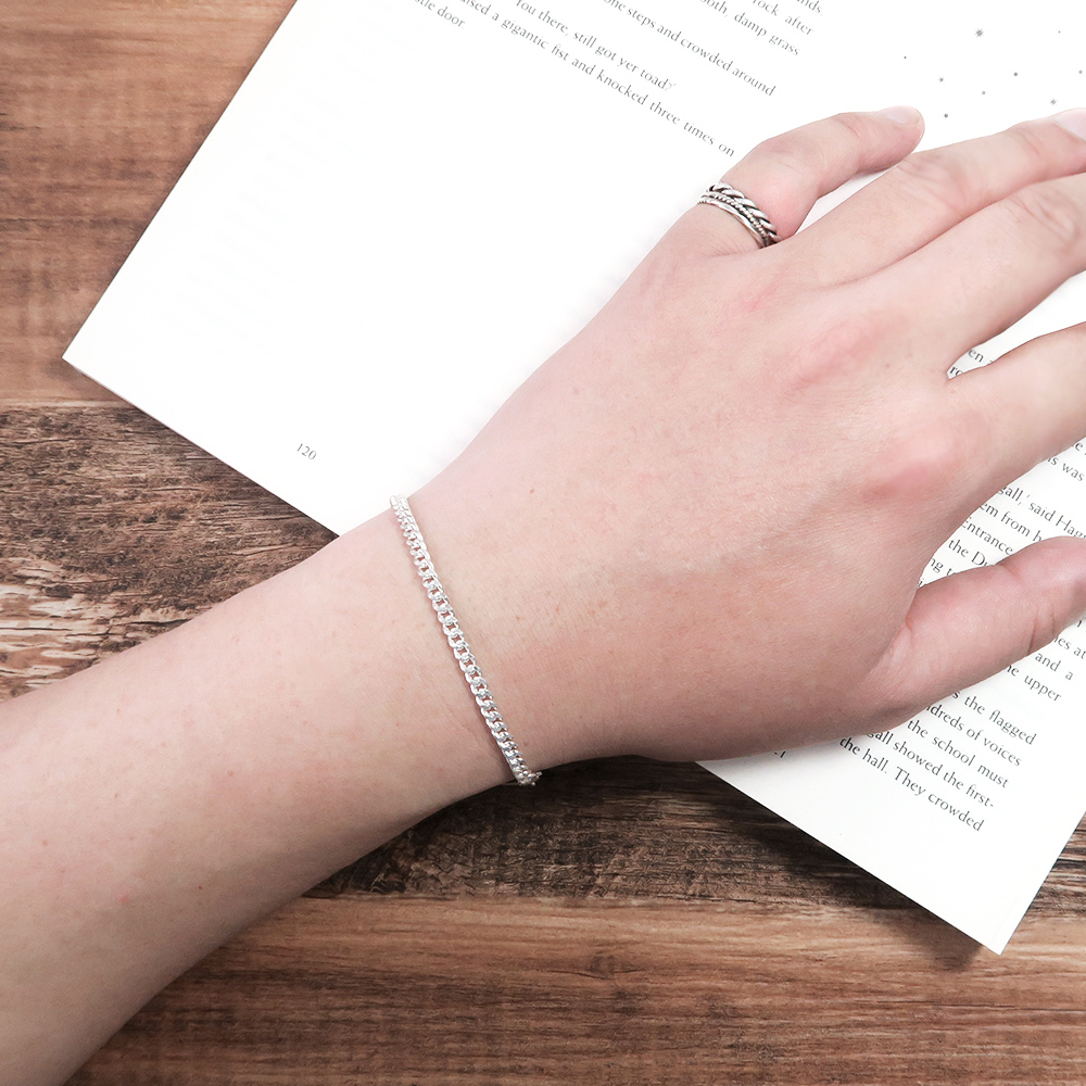 率性繩索手鍊(3.5mm中寬鍊) 925純銀刻字手鍊