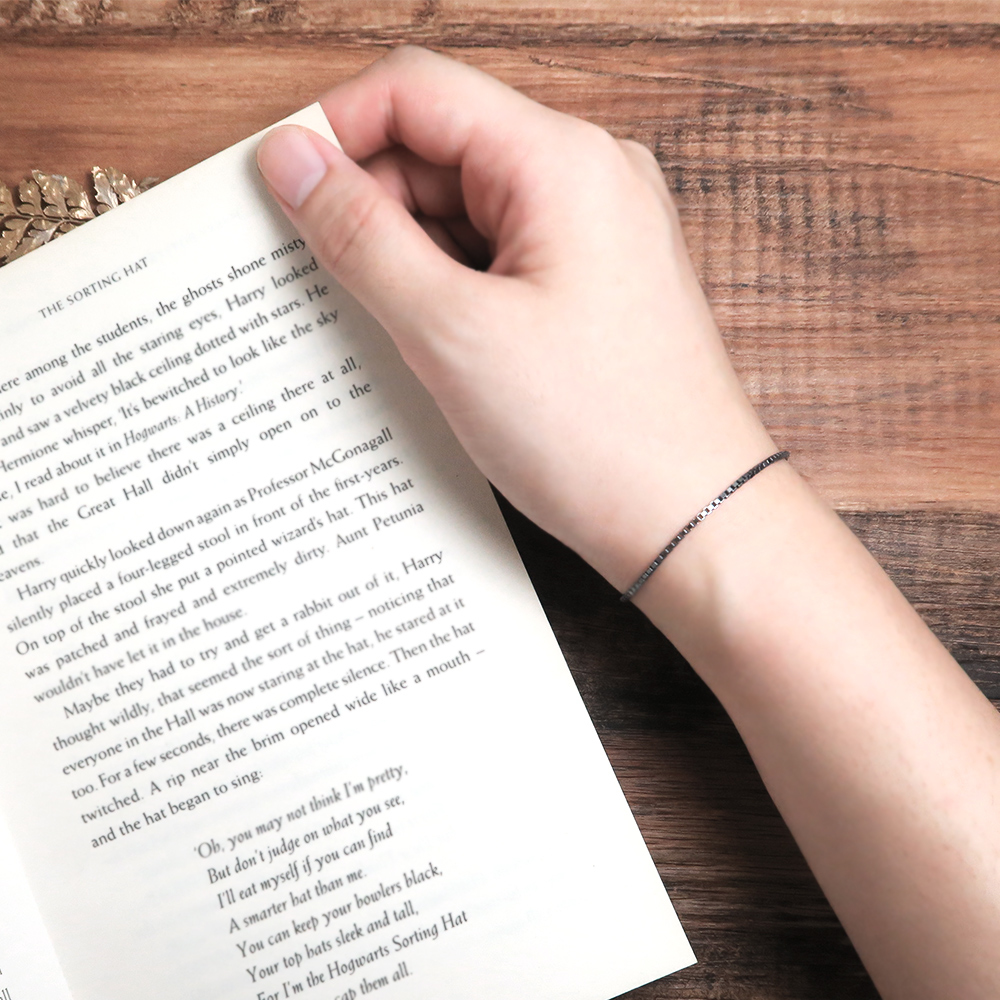 極細版威尼斯手鍊 復古黑(1.3mm細鍊) 925純銀刻字手鍊