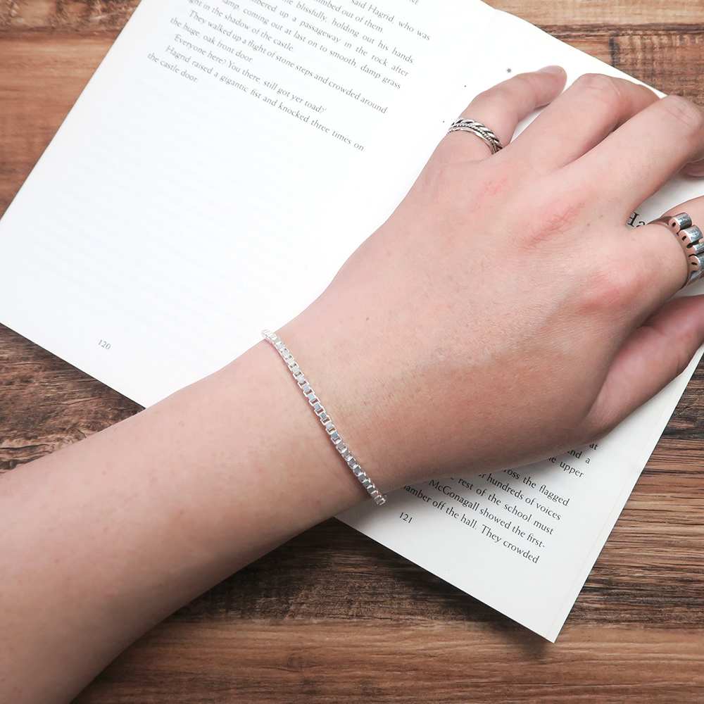 經典版 威尼斯手鍊 銀白款(2.8mm中細鍊) 925純銀手鍊 可刻字