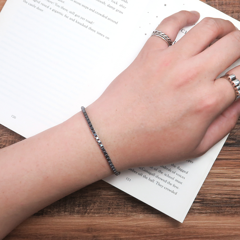 經典版 威尼斯手鍊 復古黑(2.8mm中細鍊) 925純銀手鍊 可刻字