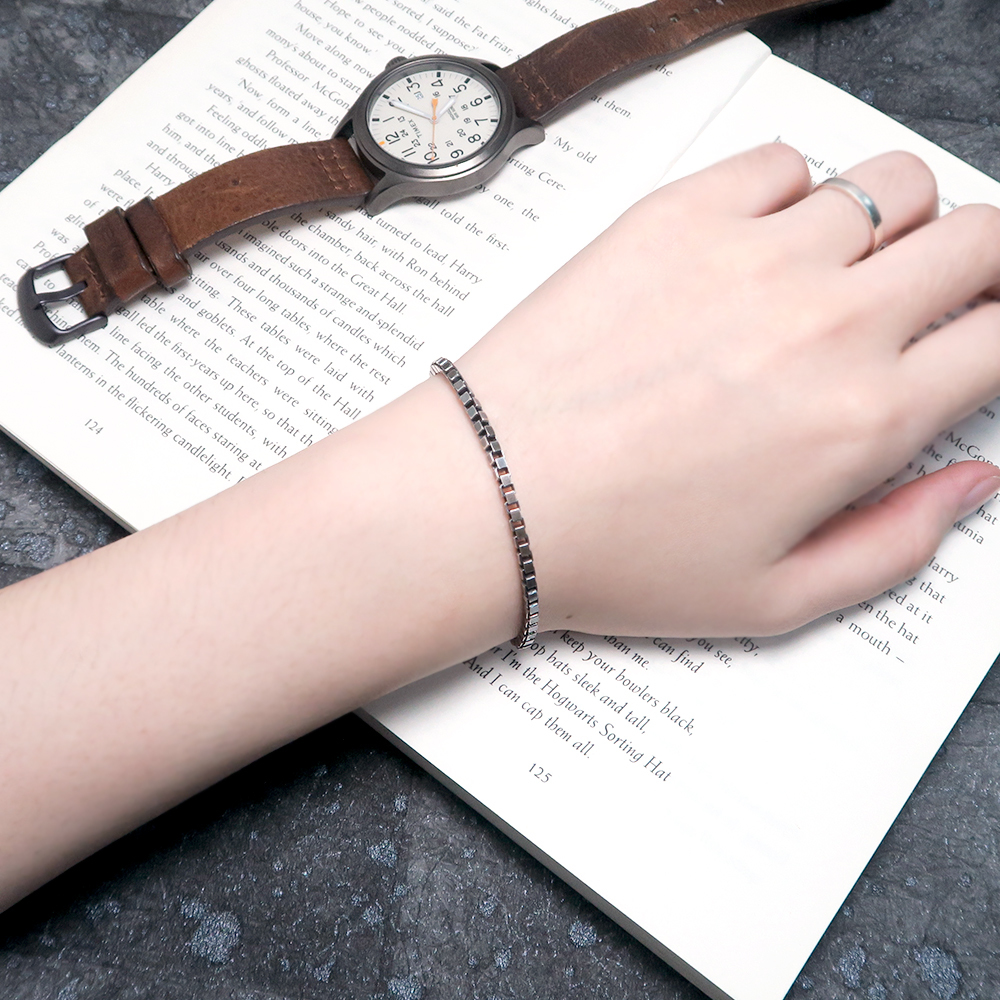 寬版 威尼斯手鍊 復古黑(3.8mm中寬鍊) 925純銀手鍊 可刻字