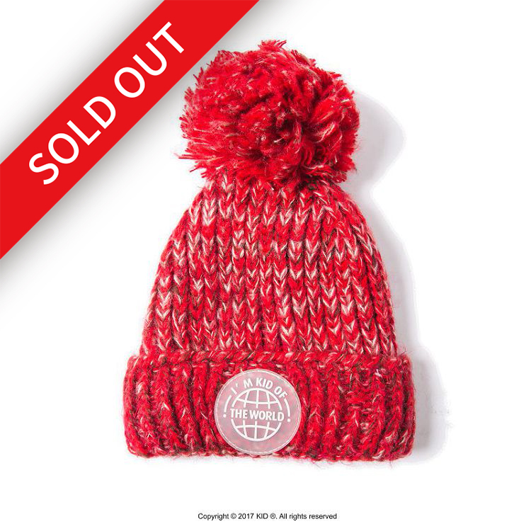 KID ® 球球混紡針織毛線帽 紅