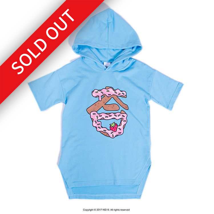 KID ® 甜甜圈短袖連帽T 粉藍