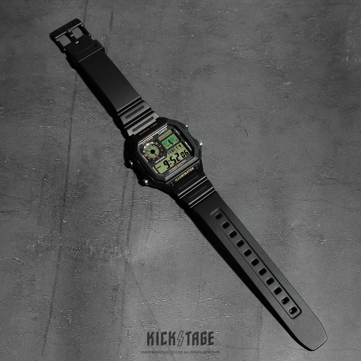 CASIO 100米防水 黑黃底 10年電力世界時間 多功能 電子錶 卡西歐 軍用錶【AE-1200WH-1B】