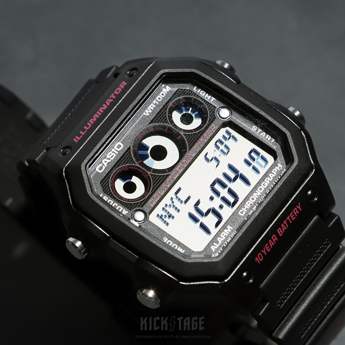 CASIO 黑桃 10年電力 世界時間 地圖 電子錶 卡西歐 100米防水【AE-1300WH-1A2】