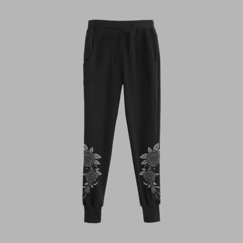 sweatpants with roses