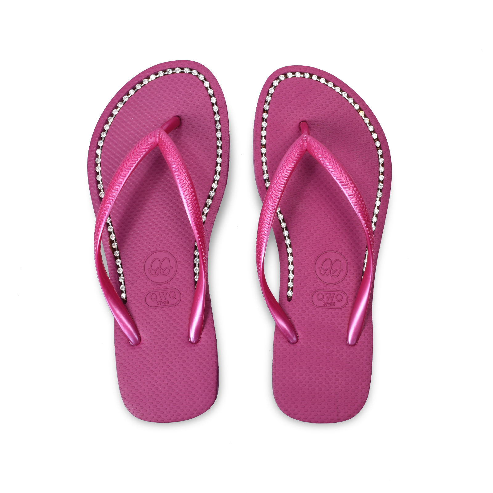 璀璨面鑽女款 俏麗粉色夾腳拖鞋 國際知名水鑽元素 質感鑽鍊