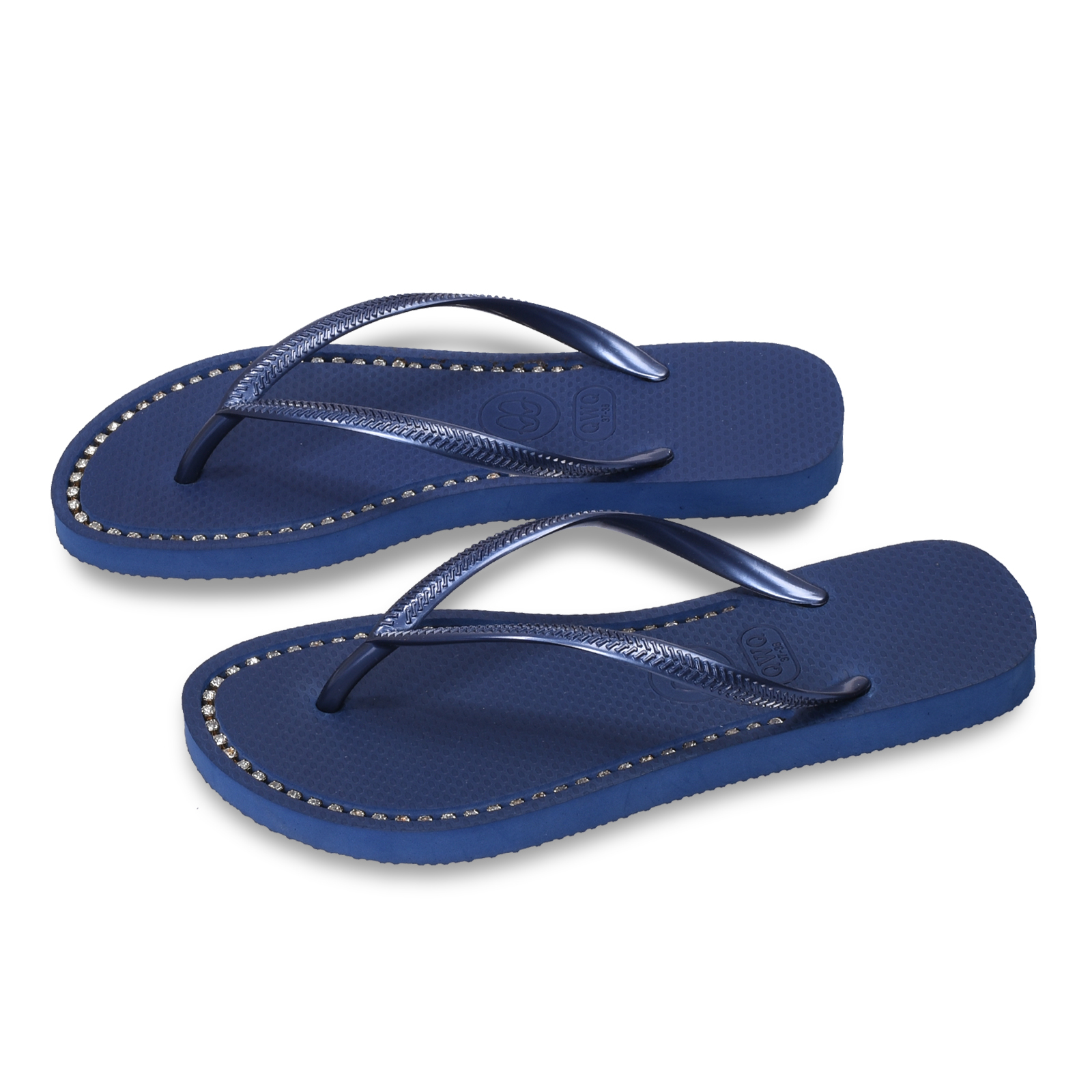 璀璨面鑽女款 寶石藍色夾腳拖鞋 國際知名水鑽元素 質感鑽鍊