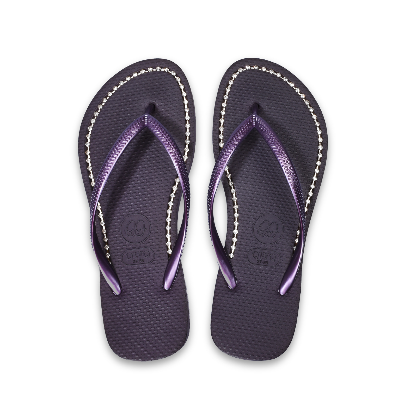 璀璨面鑽女款 神秘紫色夾腳拖鞋 國際知名水鑽元素 質感鑽鍊