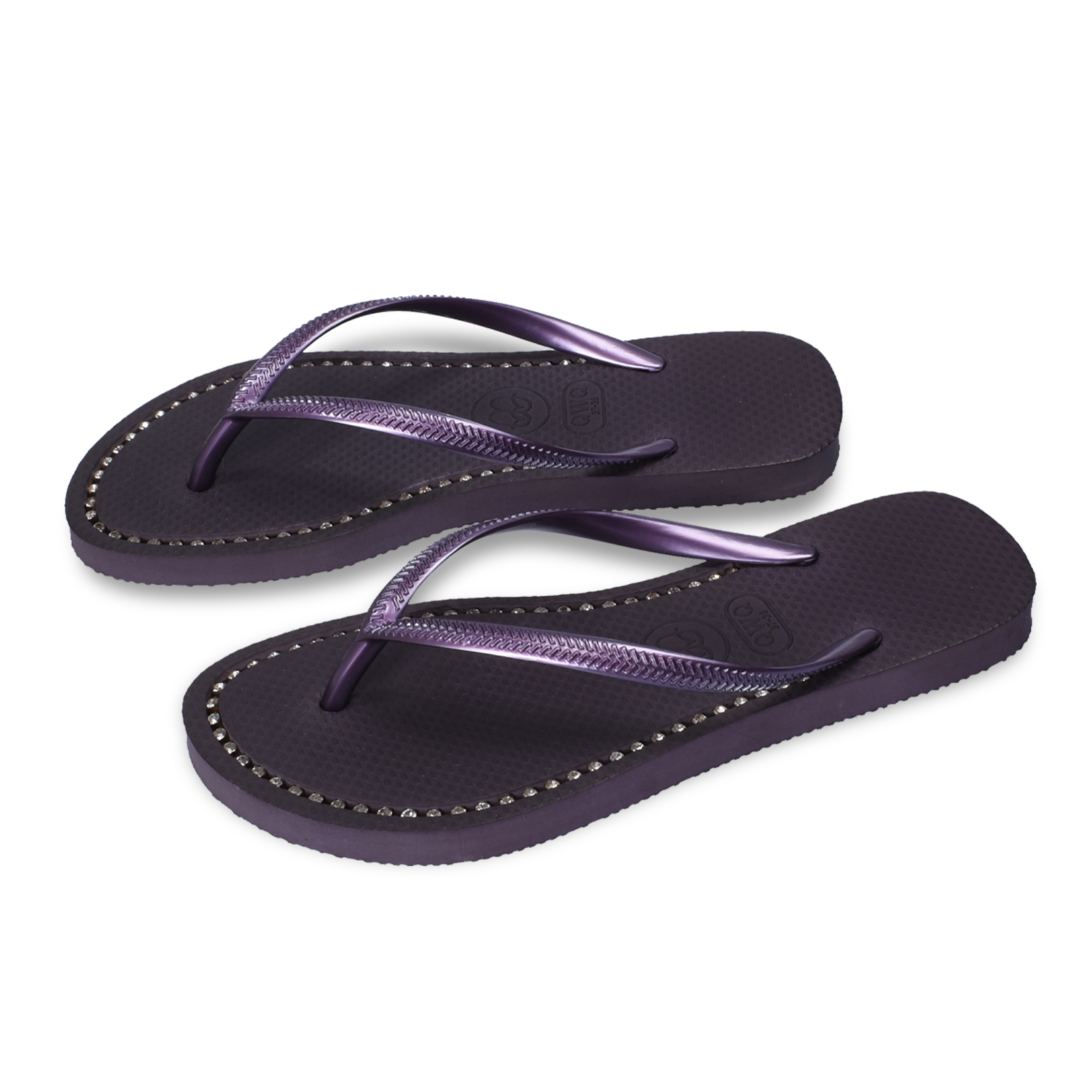璀璨面鑽女款 神秘紫色夾腳拖鞋 國際知名水鑽元素 質感鑽鍊
