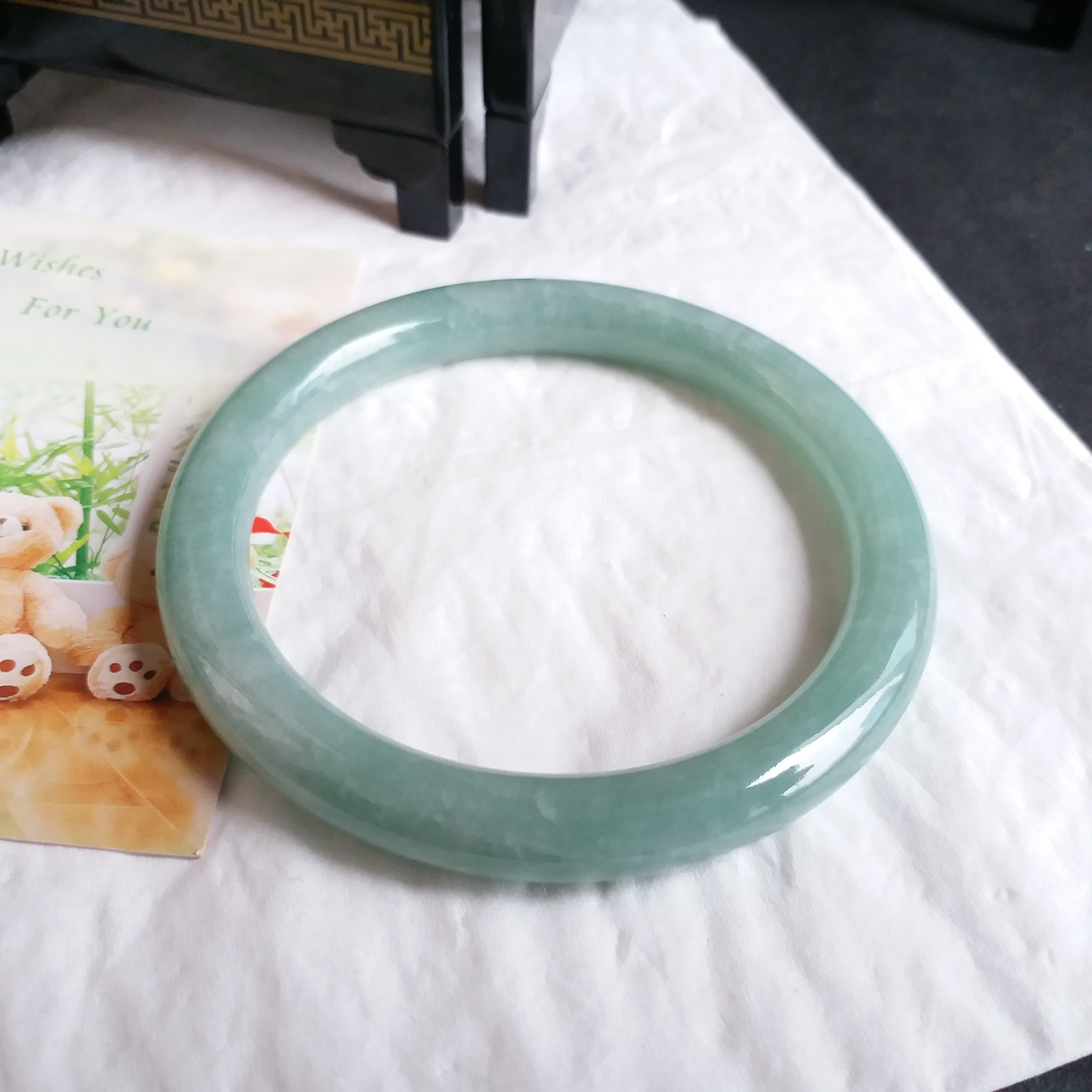 J915 冰糯滿綠幼條玉鐲 56.8mm (1.52)