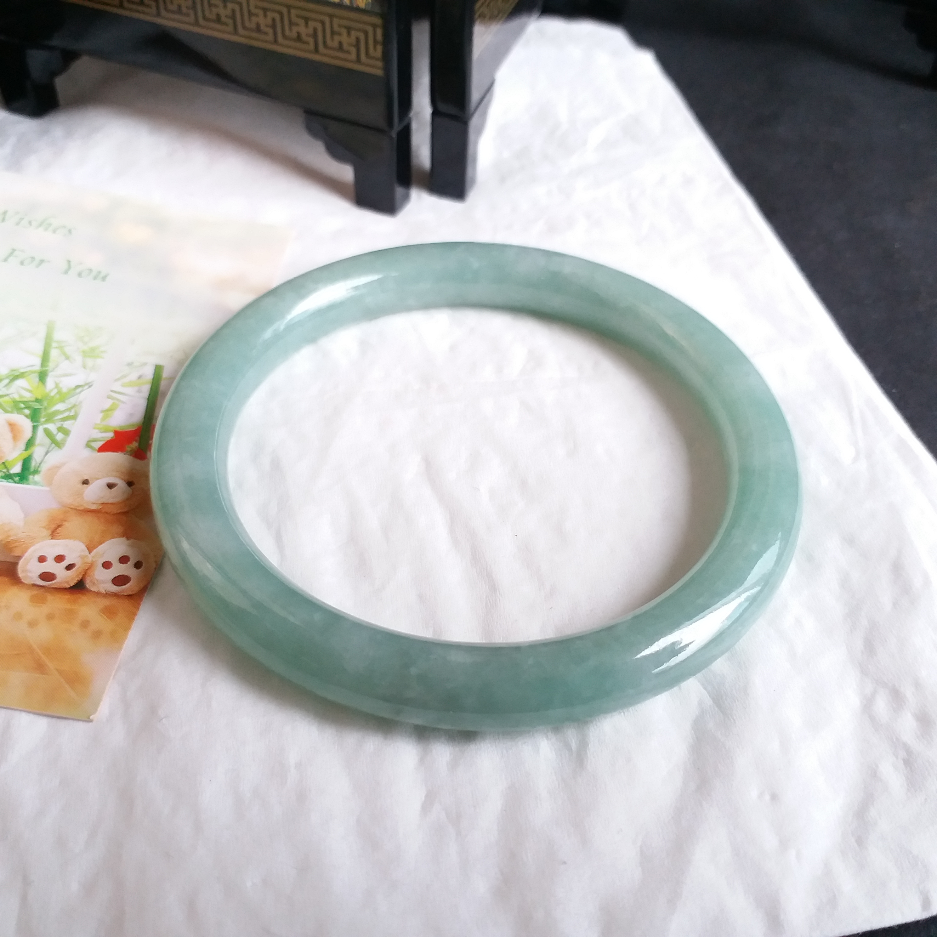 J915 冰糯滿綠幼條玉鐲 56.8mm (1.52)