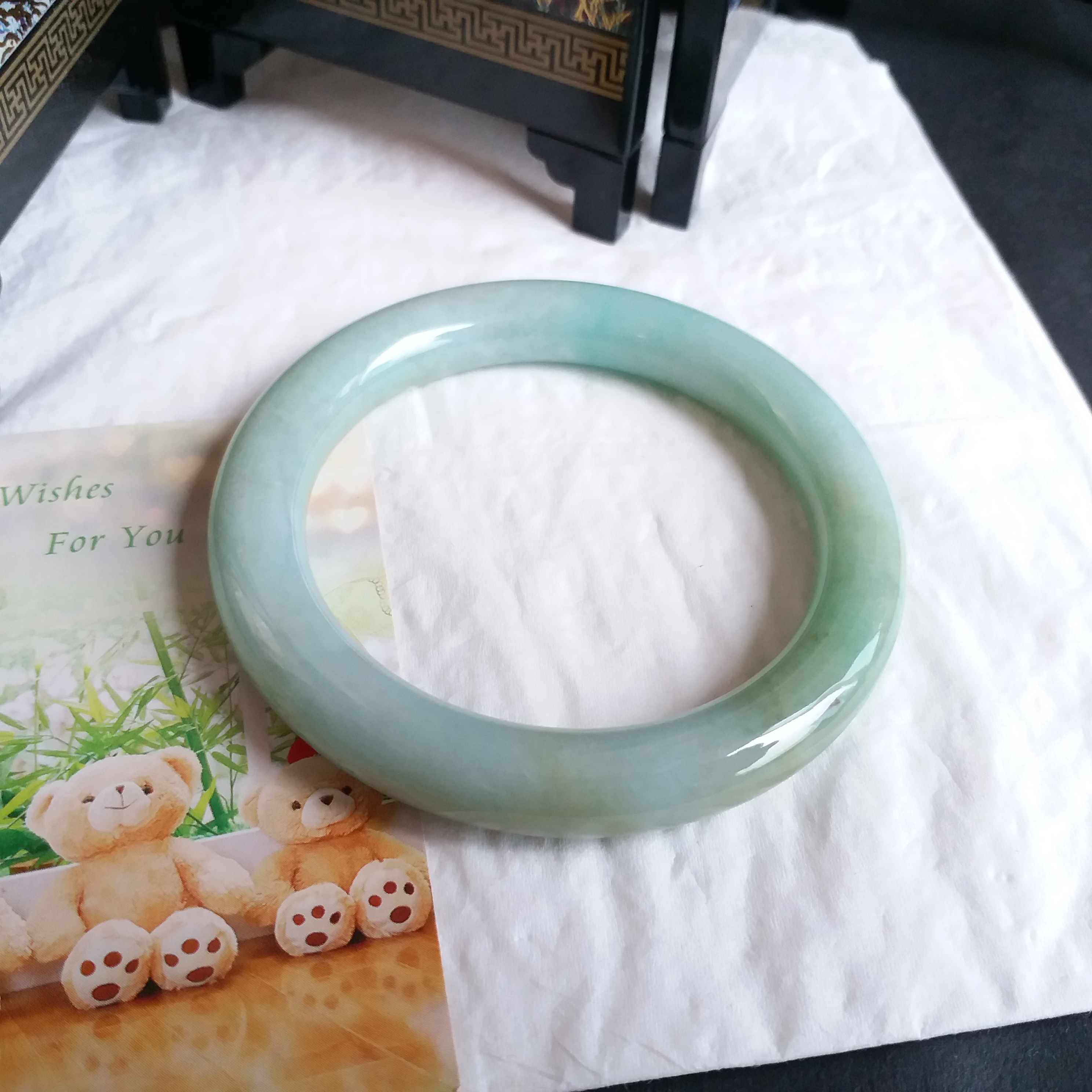 冰糯蜜黃果綠圓條玉鐲 56mm, 天然翡翠A玉, 緬甸玉, Jade, Jadeite