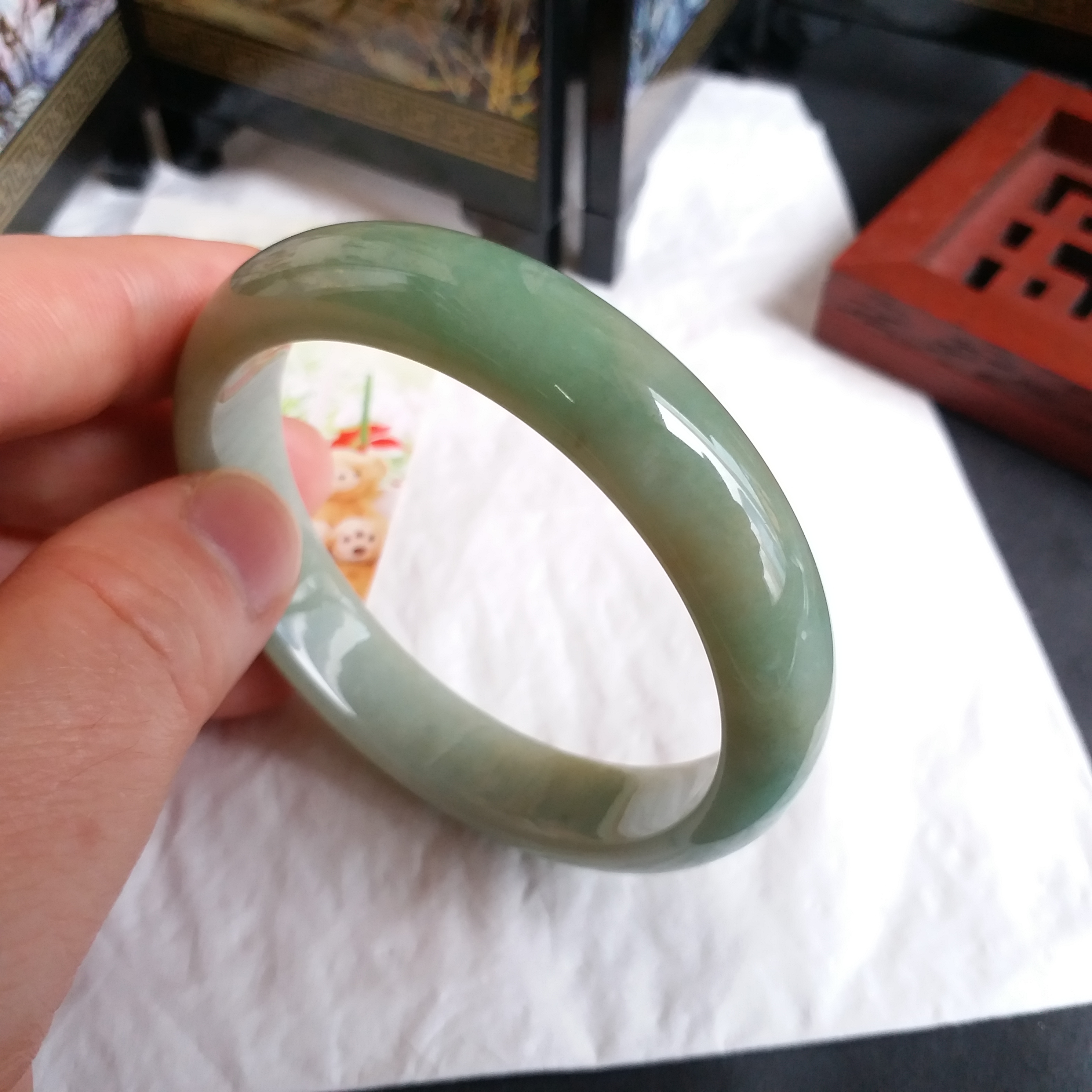 冰糯蜜黃果綠玉鐲 55.6mm, 天然翡翠A玉, 緬甸玉, Jade, Jadeite