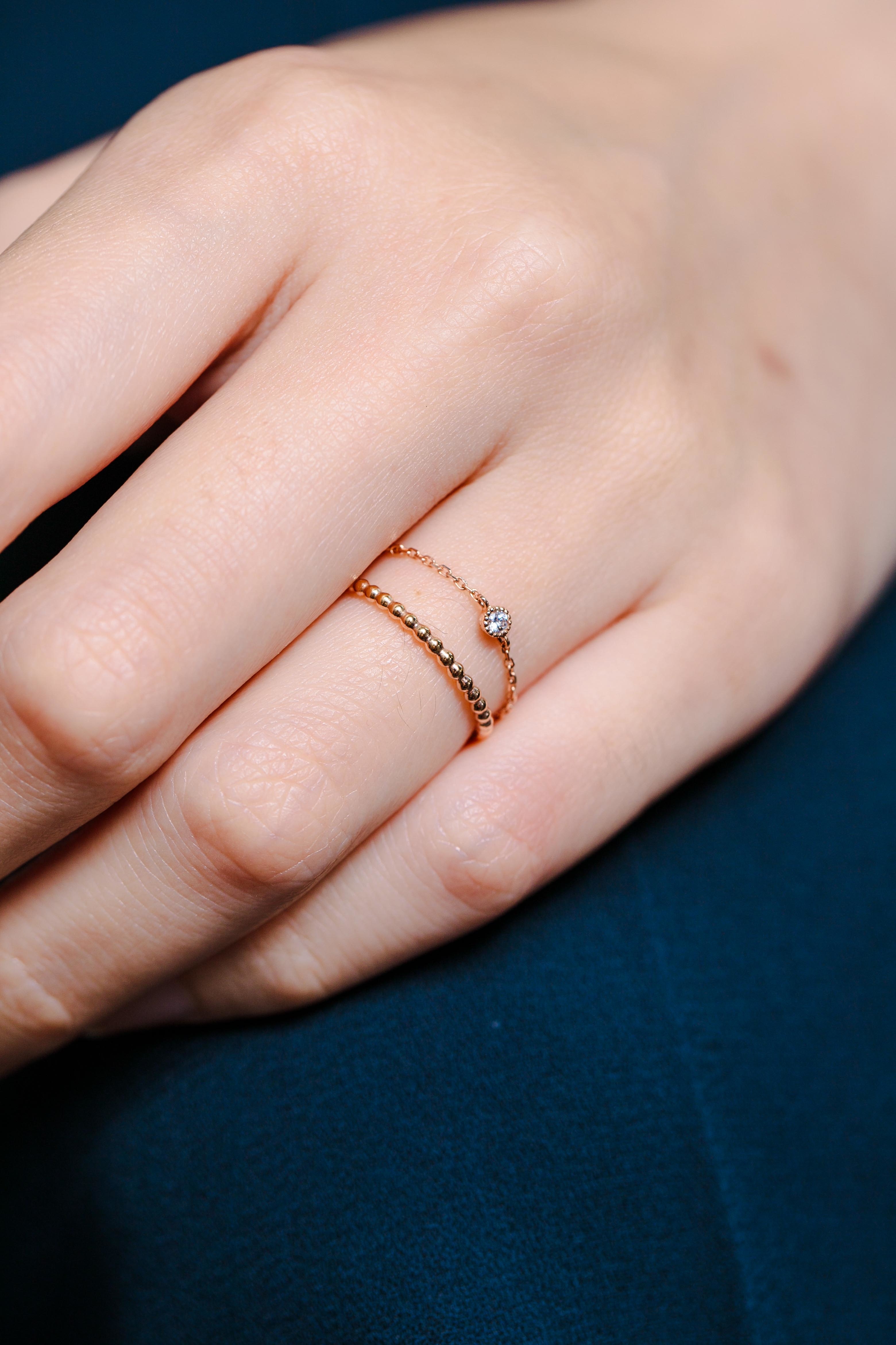 Diamond Chain Ring 18k RG - Shop Olivia Yao Jewellery General