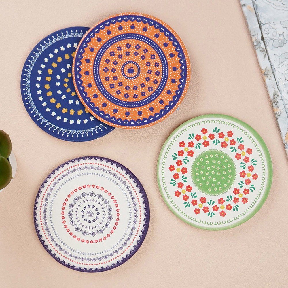 馬約利卡鄉村碎花珪藻土吸水杯墊