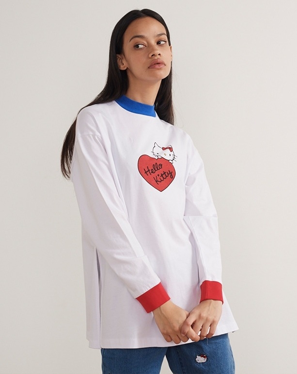 Lazy Oaf x Hello Kitty Long Sleeve Split T-Shirt