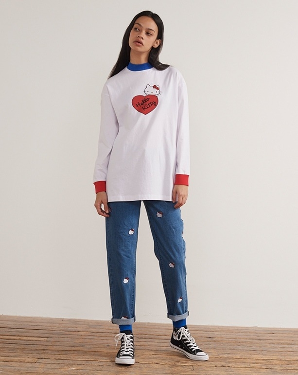 Lazy Oaf x Hello Kitty Long Sleeve Split T-Shirt