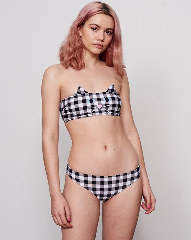 Lazy Oaf Cat Gingham Bikini Bottoms