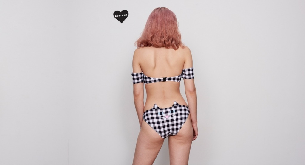 Lazy Oaf Cat Gingham Bikini Bottoms