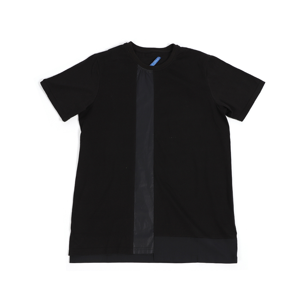 異材質剪接Tee - 黑