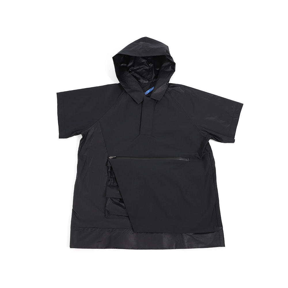 大口袋連帽上衣 - 黑