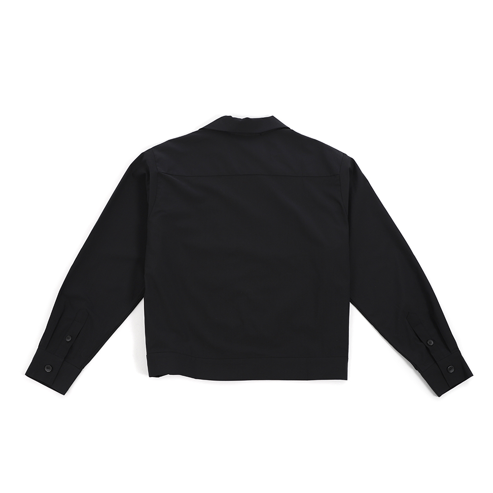 國民領短版襯衫外套 - 黑