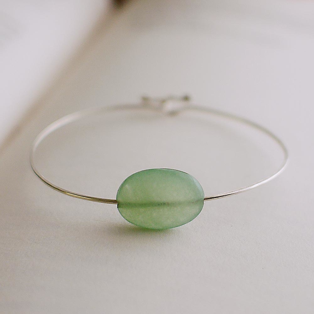 極簡綠玉髓純銀手環/SB942