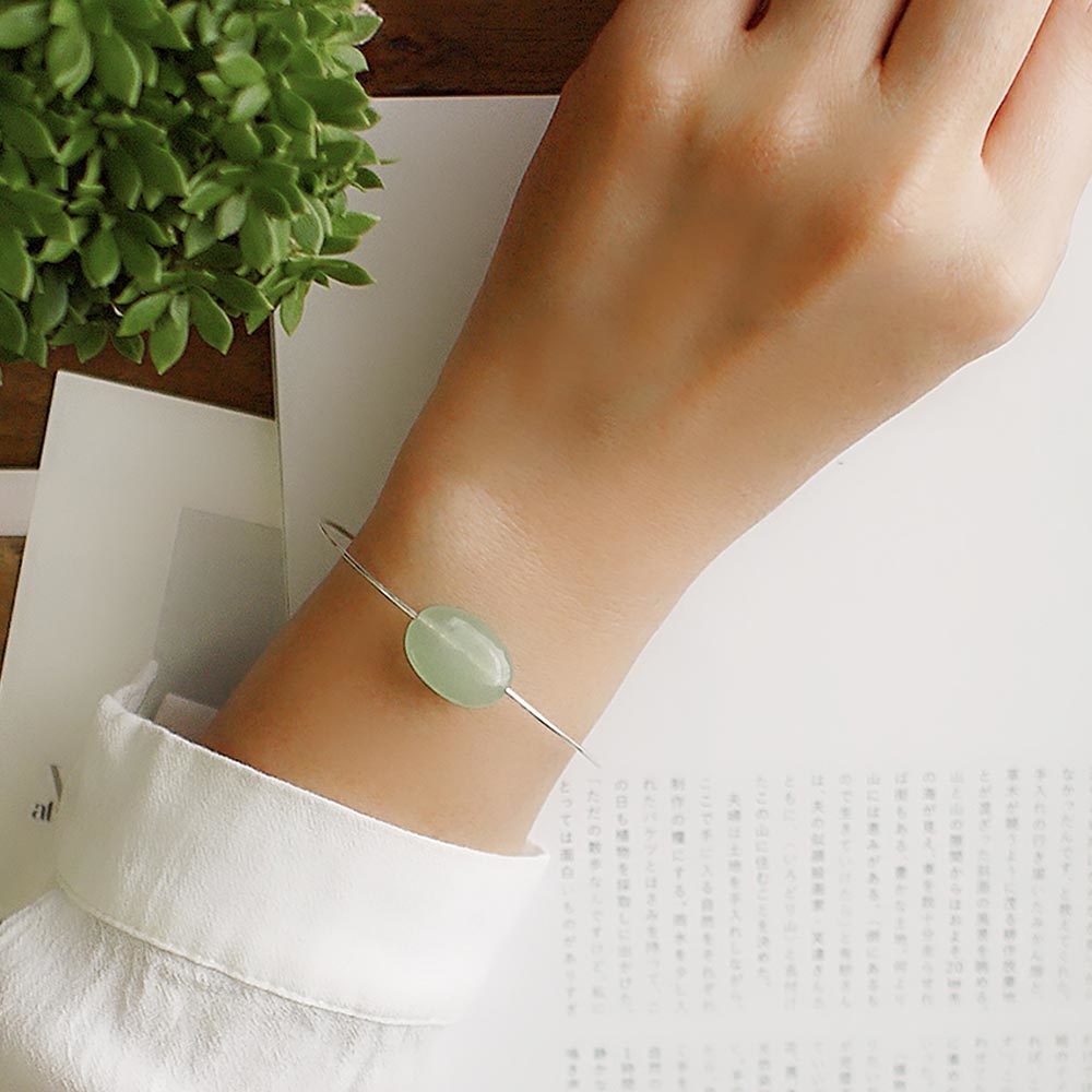 極簡綠玉髓純銀手環/SB942