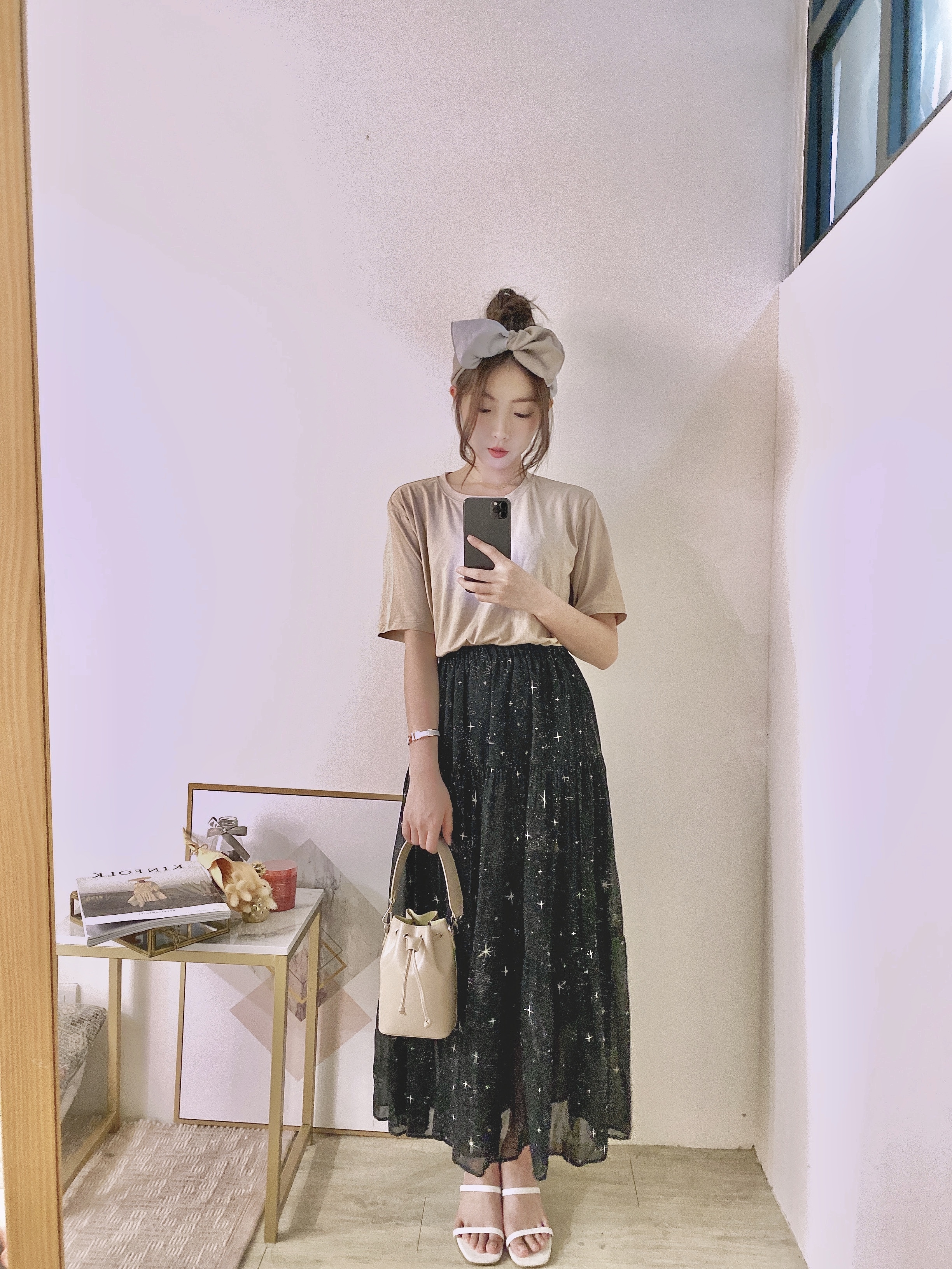 窒息美設計師星空層次雪紡裙