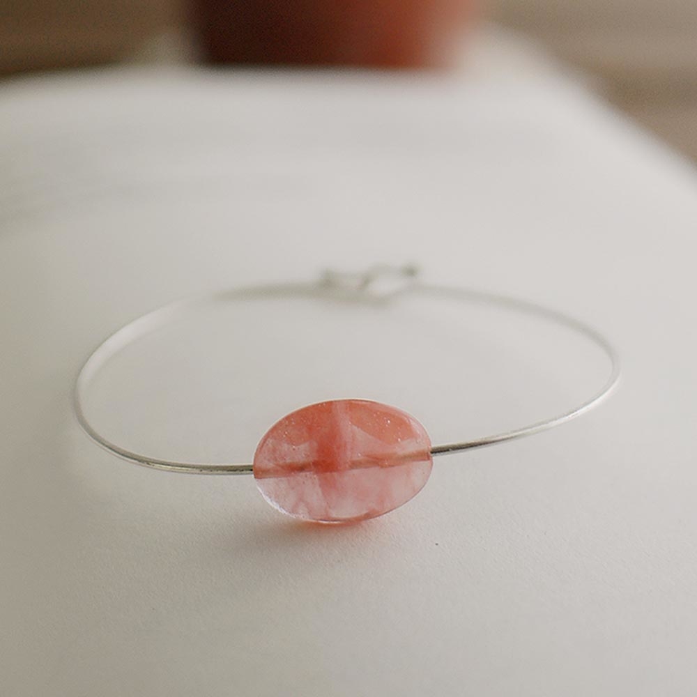 極簡櫻桃石純銀手環/SB944