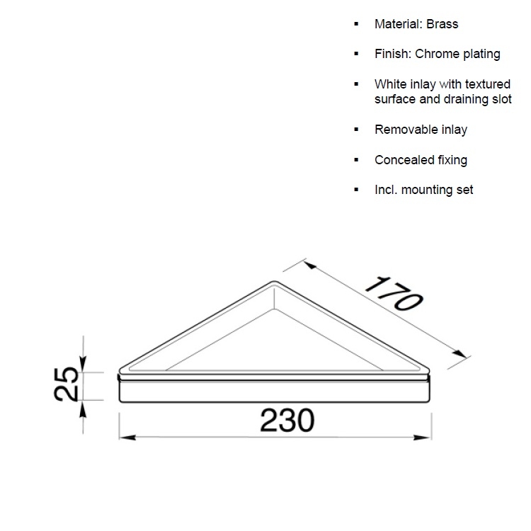 Geesa "Frame" 918803-02 Corner Shelf with white inlay